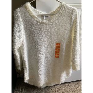 Medium long cream fuzzy sweater